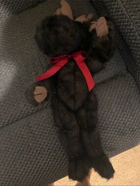 Boyds Bears Dark Brown Plush Bear with Red Ribbon